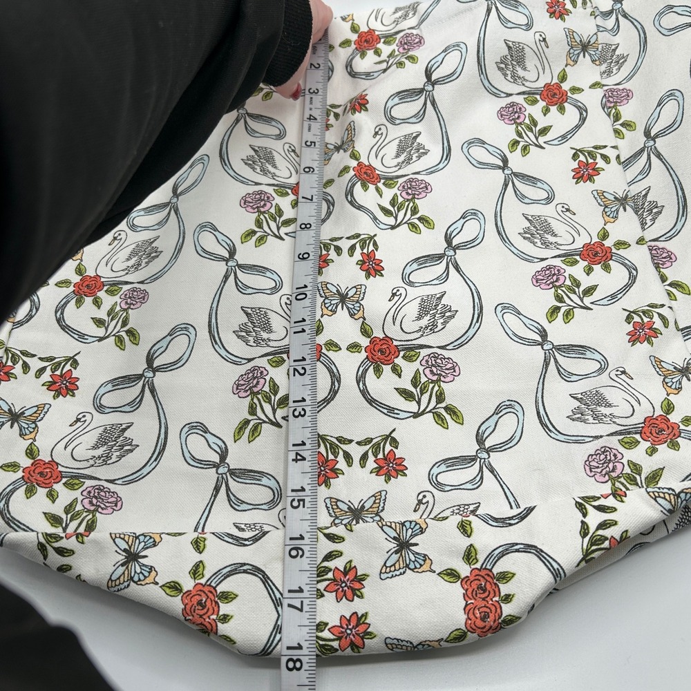 Serenite Large Tote Bag White Canvas Floral Swan Butterfly 100% Cotton NWT - Picture 14 of 14